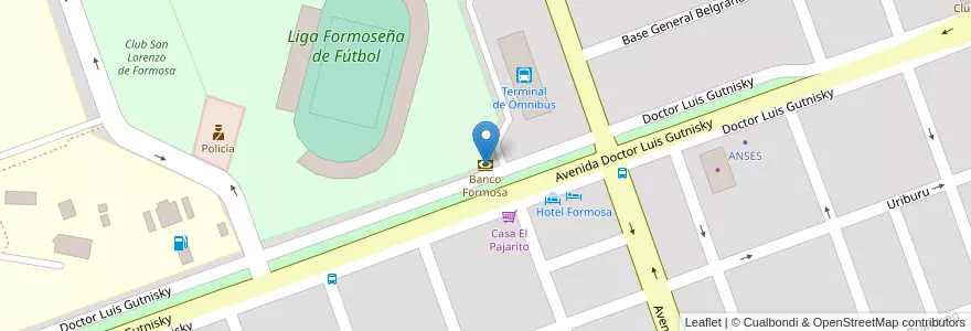 Mapa de ubicacion de Banco Formosa en アルゼンチン, フォルモサ州, Departamento Formosa, Municipio De Formosa, Formosa.