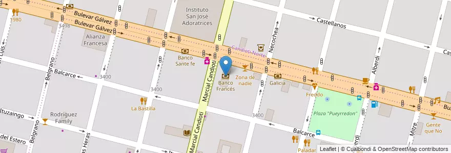 Mapa de ubicacion de Banco Francés en الأرجنتين, سانتا في, إدارة العاصمة, سانتا في العاصمة, سانتا في.