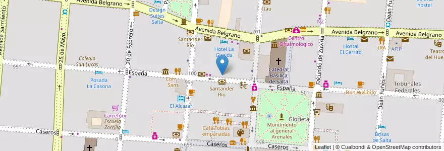 Mapa de ubicacion de Banco Frances en Argentinien, Salta, Capital, Municipio De Salta, Salta.