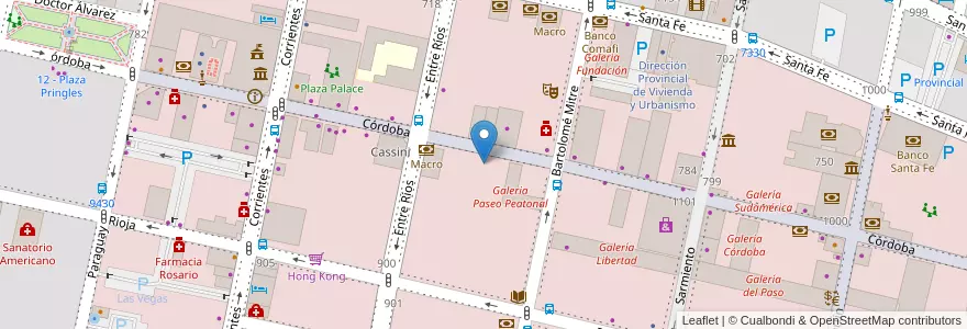 Mapa de ubicacion de Banco Galicia en Argentinië, Santa Fe, Departamento Rosario, Municipio De Rosario, Rosario.