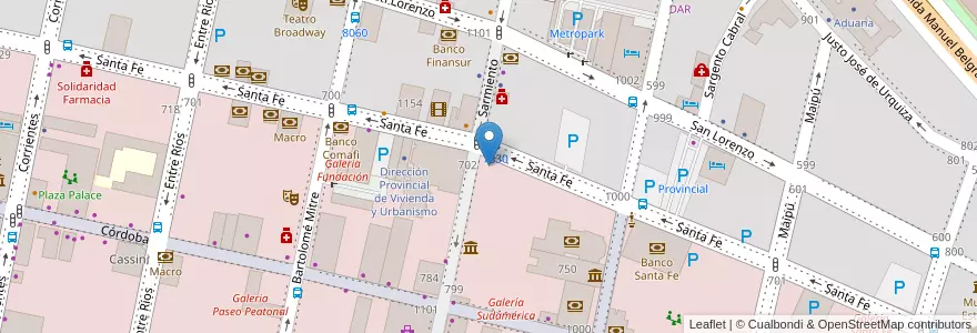 Mapa de ubicacion de Banco Galicia en Аргентина, Санта-Фе, Departamento Rosario, Municipio De Rosario, Росарио.