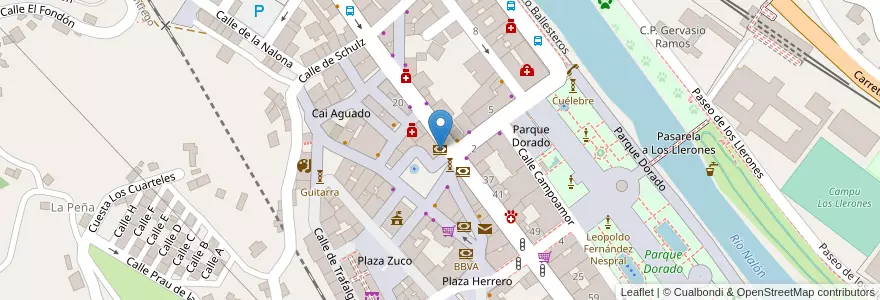Mapa de ubicacion de Banco Herrero en Spanje, Asturië, Asturië, Llangréu/Langreo.