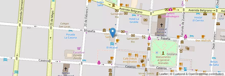 Mapa de ubicacion de Banco Hipotecario en Arjantin, Salta, Capital, Municipio De Salta, Salta.