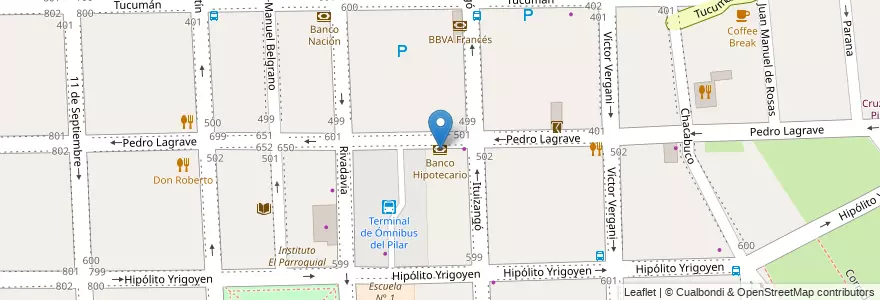 Mapa de ubicacion de Banco Hipotecario en アルゼンチン, ブエノスアイレス州, Partido Del Pilar, Pilar.