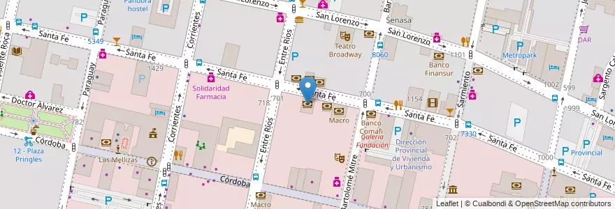 Mapa de ubicacion de Banco Industrial en Argentinië, Santa Fe, Departamento Rosario, Municipio De Rosario, Rosario.