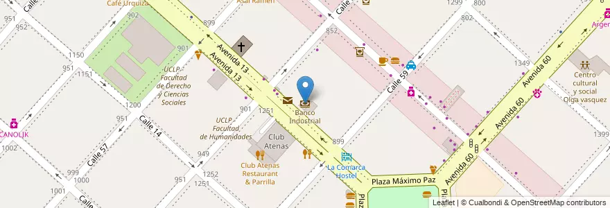 Mapa de ubicacion de Banco Industrial, Casco Urbano en Arjantin, Buenos Aires, Partido De La Plata, La Plata.