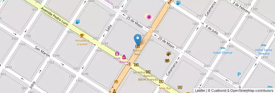 Mapa de ubicacion de Banco Itaú en Arjantin, Buenos Aires, Partido De General Pueyrredón, Mar Del Plata.