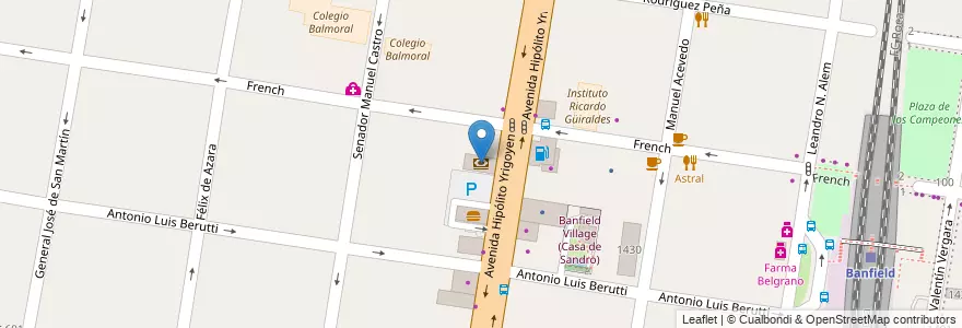 Mapa de ubicacion de Banco Itaú en Arjantin, Buenos Aires, Partido De Lomas De Zamora, Banfield.