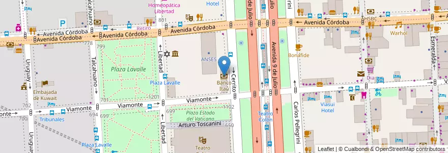 Mapa de ubicacion de Banco Itaú, San Nicolas en Аргентина, Буэнос-Айрес, Comuna 1, Буэнос-Айрес.