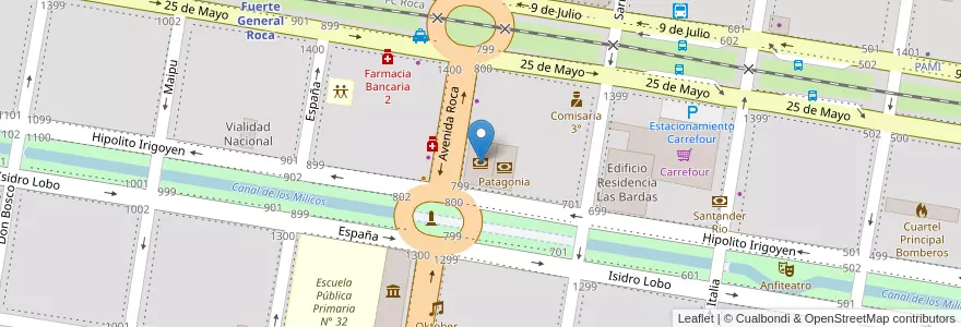 Mapa de ubicacion de Banco La Pampa en آرژانتین, استان ریو نگرو، آرژانتین, General Roca, Departamento General Roca, General Roca.