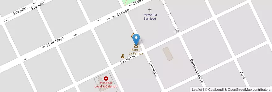 Mapa de ubicacion de Banco La Pampa en Arjantin, La Pampa, Departamento Quemú Quemú, Municipio De Quemú Quemú, Quemu Quemu.