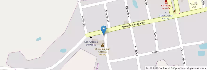 Mapa de ubicacion de Banco Macro en 阿根廷, Misiones, Departamento Veinticinco De Mayo, Municipio De Colonia Aurora.