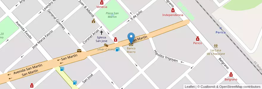 Mapa de ubicacion de Banco Macro en Arjantin, Jujuy, Departamento El Carmen, Municipio De Perico, Perico.