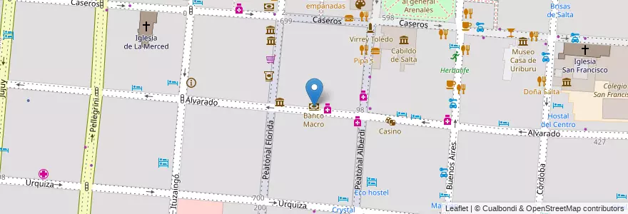 Mapa de ubicacion de Banco Macro en 阿根廷, Salta, Capital, Municipio De Salta, Salta.