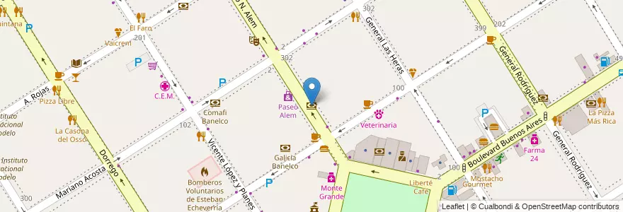 Mapa de ubicacion de Banco Macro en アルゼンチン, ブエノスアイレス州, Partido De Esteban Echeverría, Monte Grande.