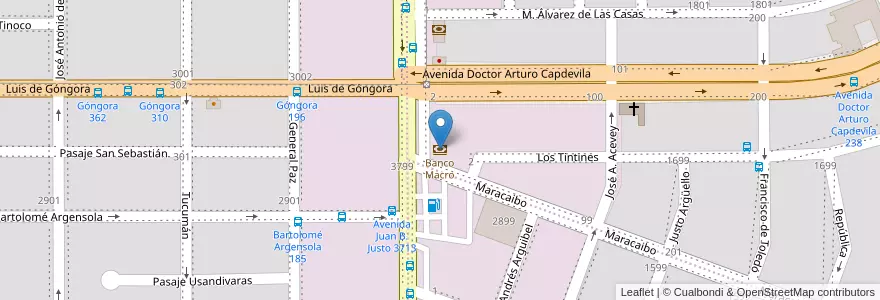 Mapa de ubicacion de Banco Macro en Argentinië, Córdoba, Departamento Capital, Pedanía Capital, Córdoba, Municipio De Córdoba.