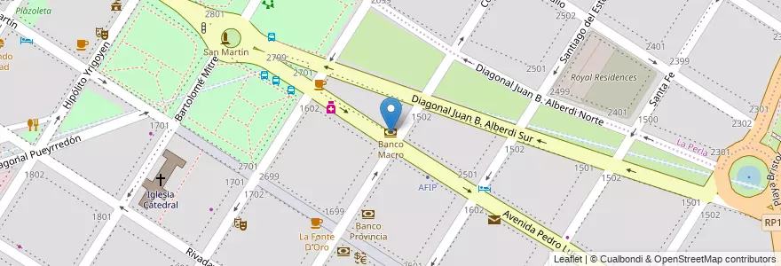 Mapa de ubicacion de Banco Macro en Arjantin, Buenos Aires, Partido De General Pueyrredón, Mar Del Plata.
