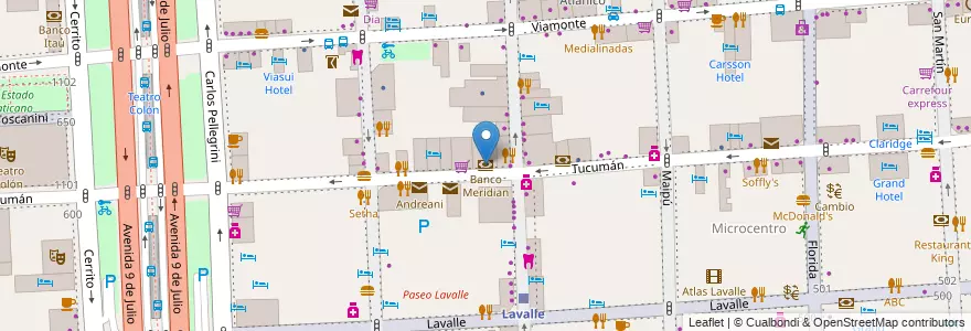 Mapa de ubicacion de Banco Meridian, San Nicolas en الأرجنتين, Ciudad Autónoma De Buenos Aires, Comuna 1, Buenos Aires.