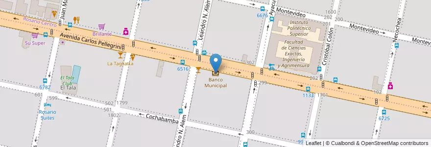 Mapa de ubicacion de Banco Municipal en Argentina, Santa Fe, Departamento Rosario, Municipio De Rosario, Rosário.