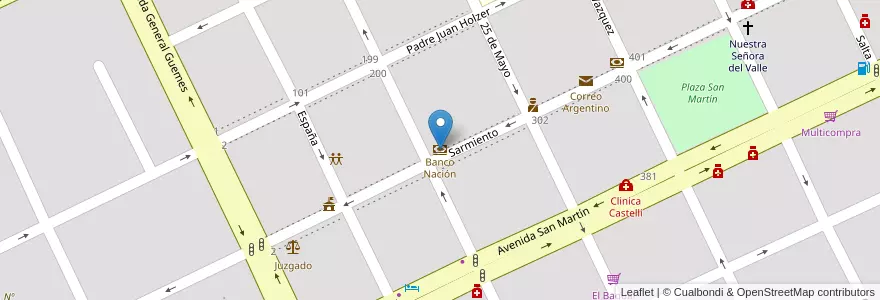 Mapa de ubicacion de Banco Nación en Аргентина, Чако, Departamento General Güemes, Municipio De Juan José Castelli, Juan José Castelli, Juan Jose Castelli.