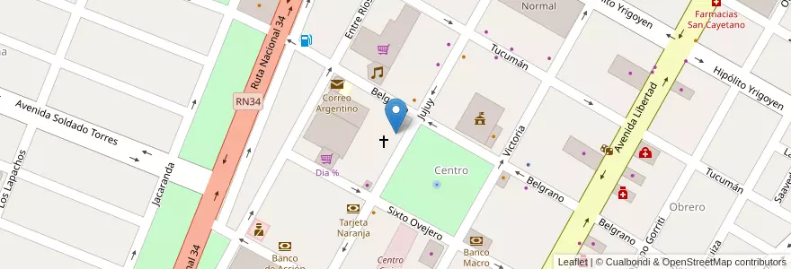 Mapa de ubicacion de Banco Nación en الأرجنتين, Jujuy, Departamento Ledesma, Municipio De Libertador General San Martín, Libertador General San Martín.