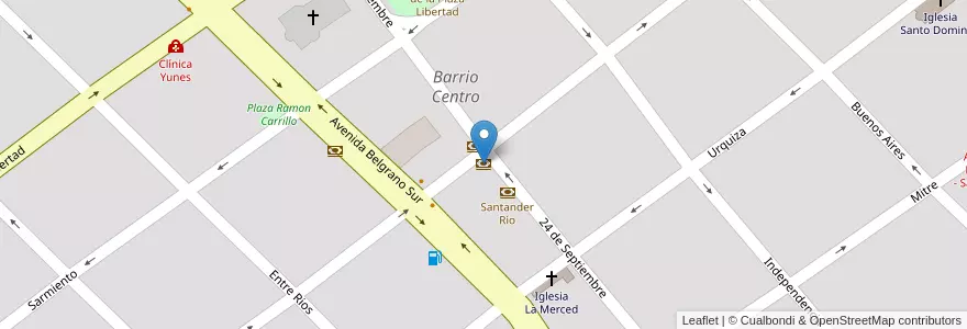 Mapa de ubicacion de Banco Nación en 아르헨티나, Santiago Del Estero, Departamento Capital, Santiago Del Estero.