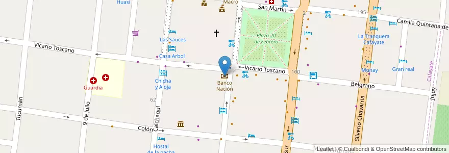 Mapa de ubicacion de Banco Nación en الأرجنتين, Salta, Cafayate, Municipio De Cafayate.