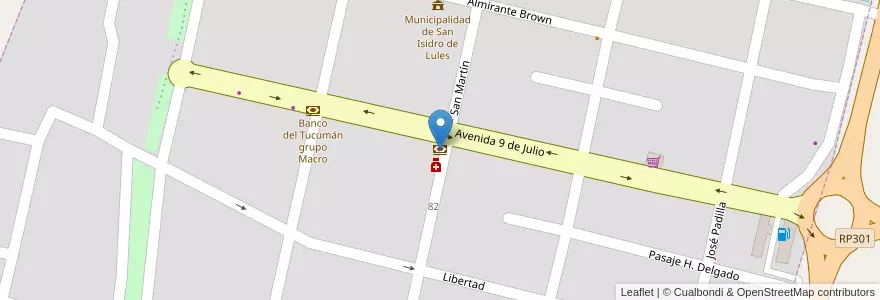Mapa de ubicacion de Banco Nación en アルゼンチン, トゥクマン州, Departamento Lules, Municipio De Lules, San Isidro De Lules.