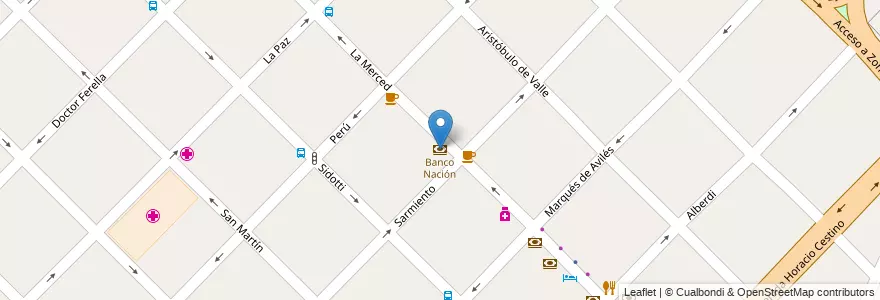 Mapa de ubicacion de Banco Nación en Arjantin, Buenos Aires, Partido De Ensenada.