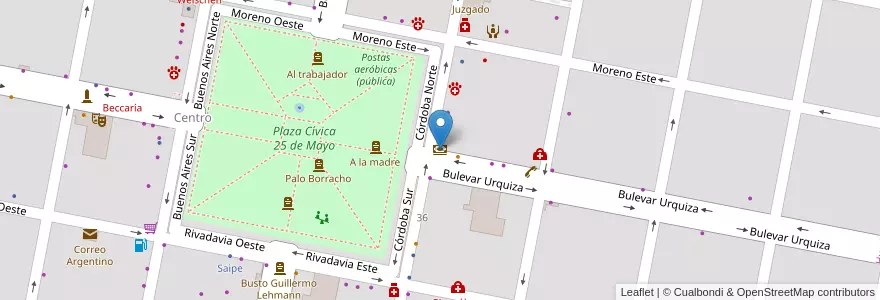 Mapa de ubicacion de Banco Nación en Аргентина, Санта-Фе, Departamento Castellanos, Municipio De Humberto Primo, Humberto Primo.