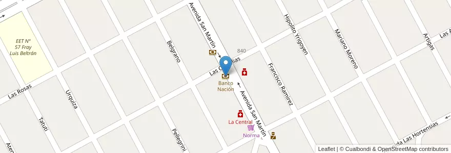 Mapa de ubicacion de Banco Nación en アルゼンチン, エントレ・リオス州, Departamento Federación, Distrito Gualeguaycito, Federación.