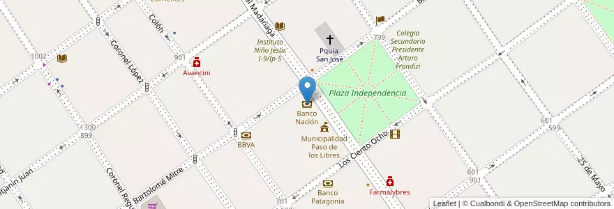 Mapa de ubicacion de Banco Nación en Argentinien, Corrientes, Departamento Paso De Los Libres, Municipio De Paso De Los Libres.