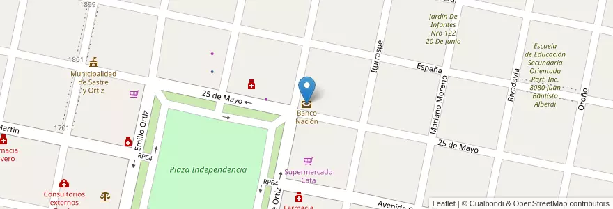 Mapa de ubicacion de Banco Nación en 아르헨티나, Santa Fe, Departamento San Martín, Municipio De Sastre.