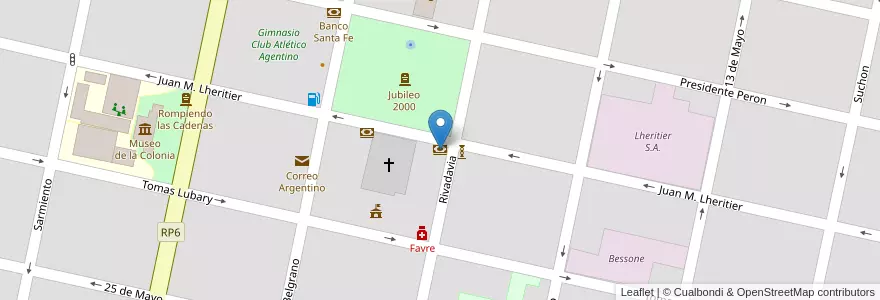 Mapa de ubicacion de Banco Nación en Argentina, Santa Fe, Departamento Las Colonias, San Carlos Centro, San Carlos Centro.