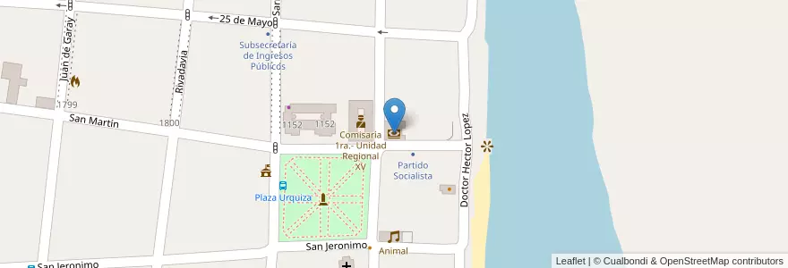 Mapa de ubicacion de Banco Nación en 阿根廷, Santa Fe, Departamento San Jerónimo, Municipio De Coronda.