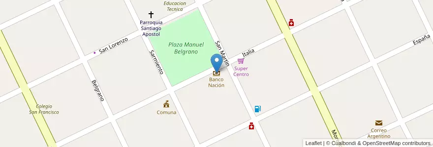 Mapa de ubicacion de Banco Nación en 阿根廷, Santa Fe, Departamento Constitución, Municipio De Alcorta.