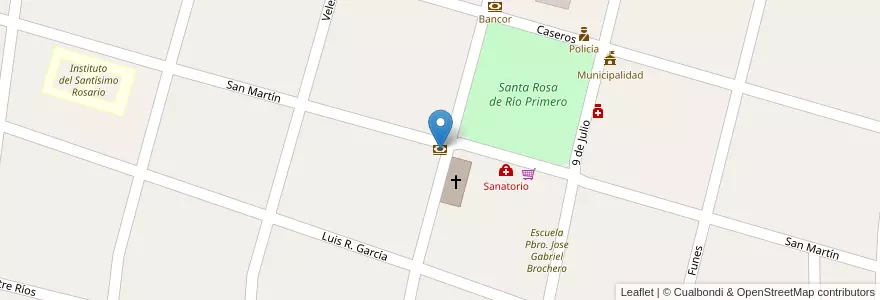 Mapa de ubicacion de Banco Nación en Argentina, Córdova, Departamento Río Primero, Pedanía Santa Rosa, Municipio De Santa Rosa De Río Primero.