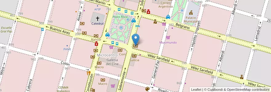 Mapa de ubicacion de Banco Nación en Argentina, Córdoba, Departamento Río Cuarto, Pedanía Río Cuarto, Municipio De Río Cuarto, Río Cuarto.