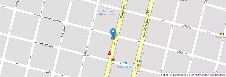 Mapa de ubicacion de Banco Nación en الأرجنتين, San Luis, General Pedernera, Villa Mercedes, Municipio De Villa Mercedes.