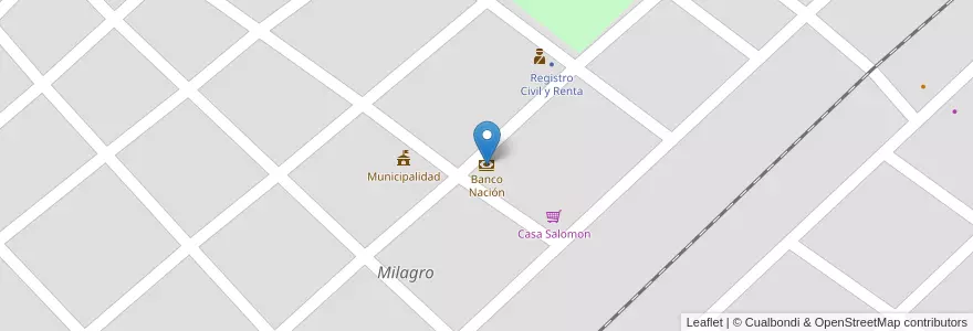 Mapa de ubicacion de Banco Nación en 아르헨티나, La Rioja, Departamento General Ocampo, Milagro.