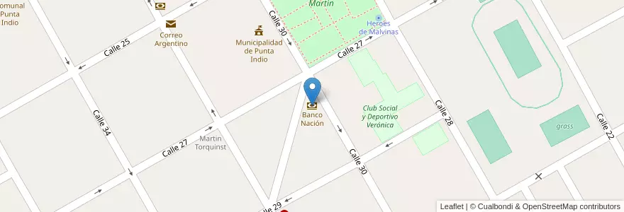 Mapa de ubicacion de Banco Nación en Arjantin, Buenos Aires, Partido De Punta Indio.