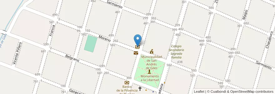 Mapa de ubicacion de Banco Nación en Argentina, Buenos Aires, Partido De San Andrés De Giles.