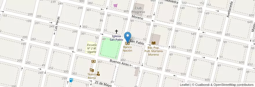 Mapa de ubicacion de Banco Nación en Argentina, Buenos Aires, Partido De Salto.