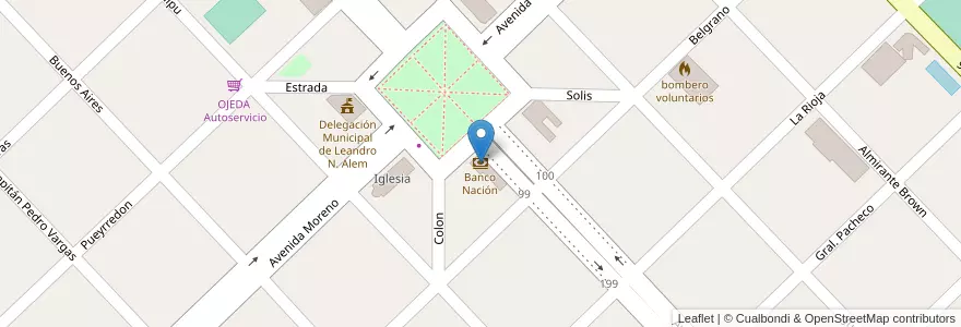 Mapa de ubicacion de Banco Nación en Argentina, Provincia Di Buenos Aires, Partido De Leandro N. Alem.