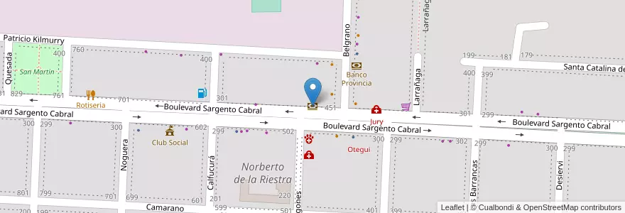 Mapa de ubicacion de Banco Nación en Argentinië, Buenos Aires, Partido De Veinticinco De Mayo, Norberto De La Riestra.