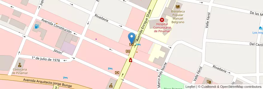 Mapa de ubicacion de Banco Nación en 阿根廷, 布宜诺斯艾利斯省, Partido De Pinamar.