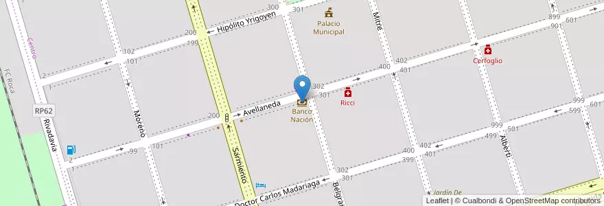 Mapa de ubicacion de Banco Nación en Arjantin, Buenos Aires, Partido De General Madariaga.