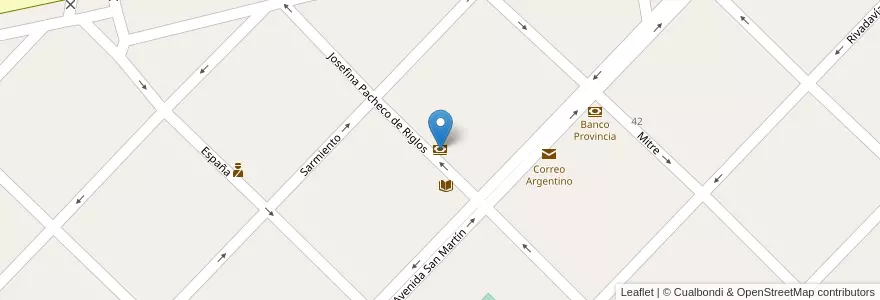 Mapa de ubicacion de Banco Nación en Argentine, Province De Buenos Aires, Partido De Tres Arroyos.