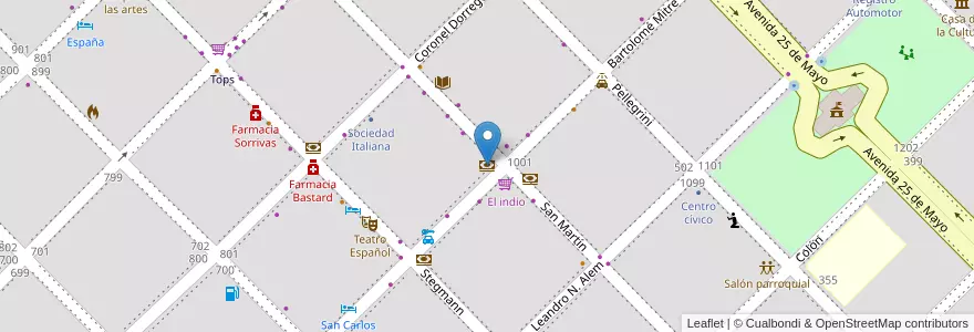 Mapa de ubicacion de Banco Nación en アルゼンチン, ブエノスアイレス州, Partido De Coronel Pringles, Coronel Pringles.