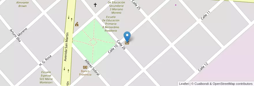 Mapa de ubicacion de Banco Nación en Arjantin, Buenos Aires, Partido De Coronel Suárez, Huanguelén.